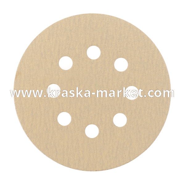 Круг абразивный, золотой, 8 отверстий, Р180, 125 мм. Торговая марка: HANKO.