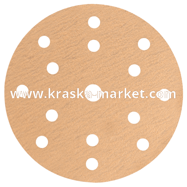 Круг абразивный, золотой, 15 отверстий, Р220, 150 мм. Торговая марка: HANKO.