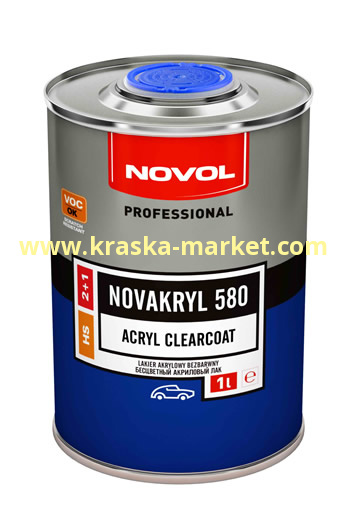 Лак акриловый novakryl 580 HS. Вес(кг): 1,0л лак + 0,5 отвердитель. Торговая марка: Новол.
