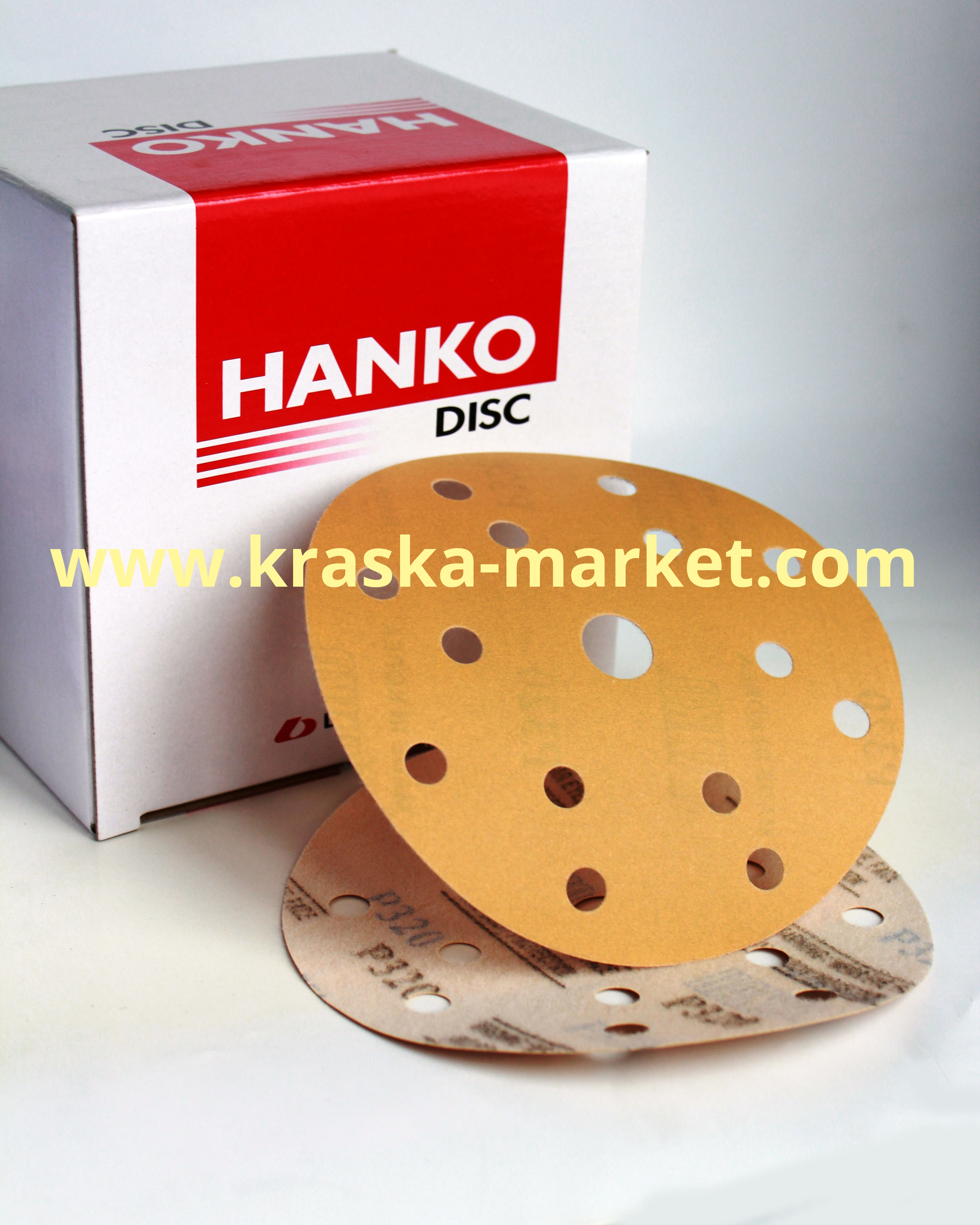 Круг абразивный, золотой, 15 отверстий, Р100, 150 мм. Торговая марка: HANKO.