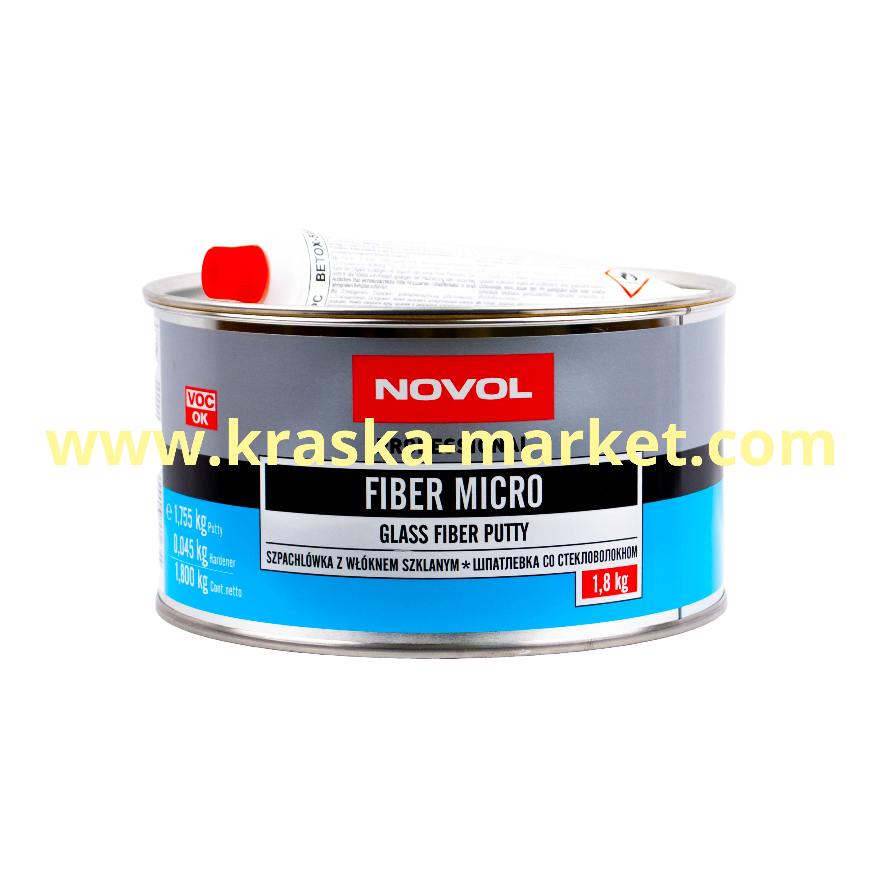 Шпатлевка со стекловолокном mikro fiber. Вес(кг): 1,8 кг. Торговая марка: Novol.