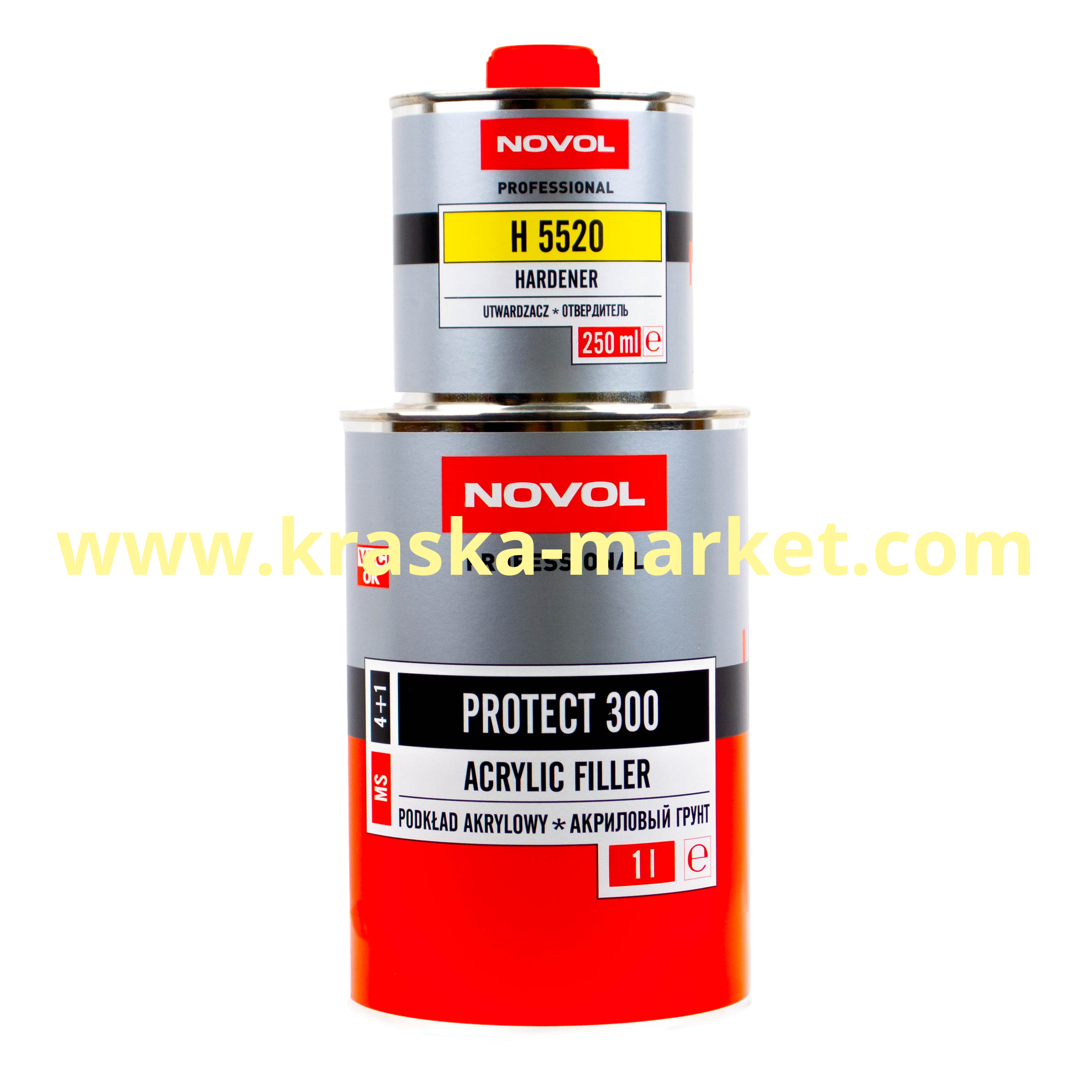 Грунт акриловый PROTECT 300. Цвет: красный. Вес(кг): 1,0л грунт + 0,25л отвердитель. Торговая марка: Новол.