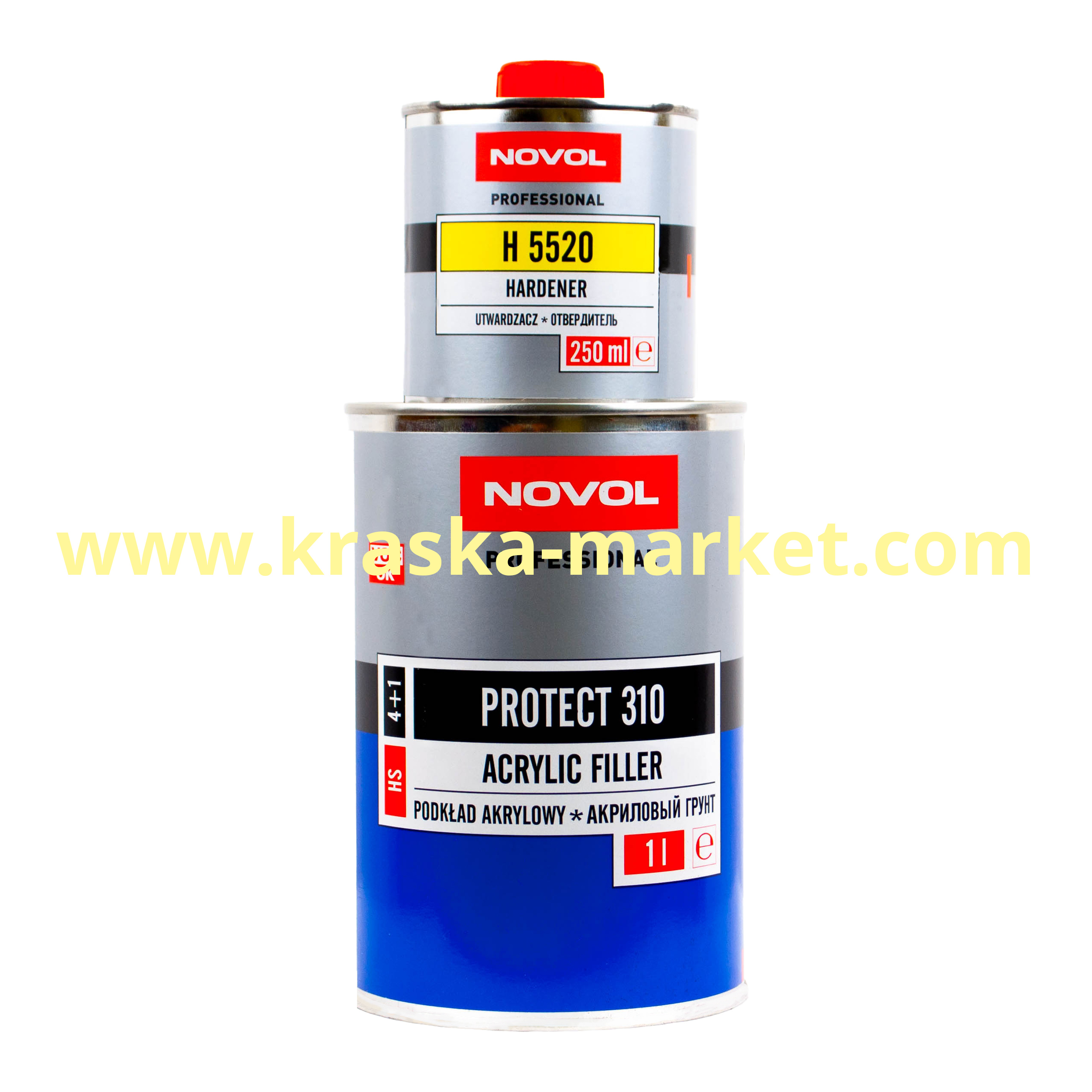 Грунт акриловый PROTECT 310. Цвет: черный. Вес(кг): 1,0л грунт + 0,25л отвердитель. Торговая марка: Новол.