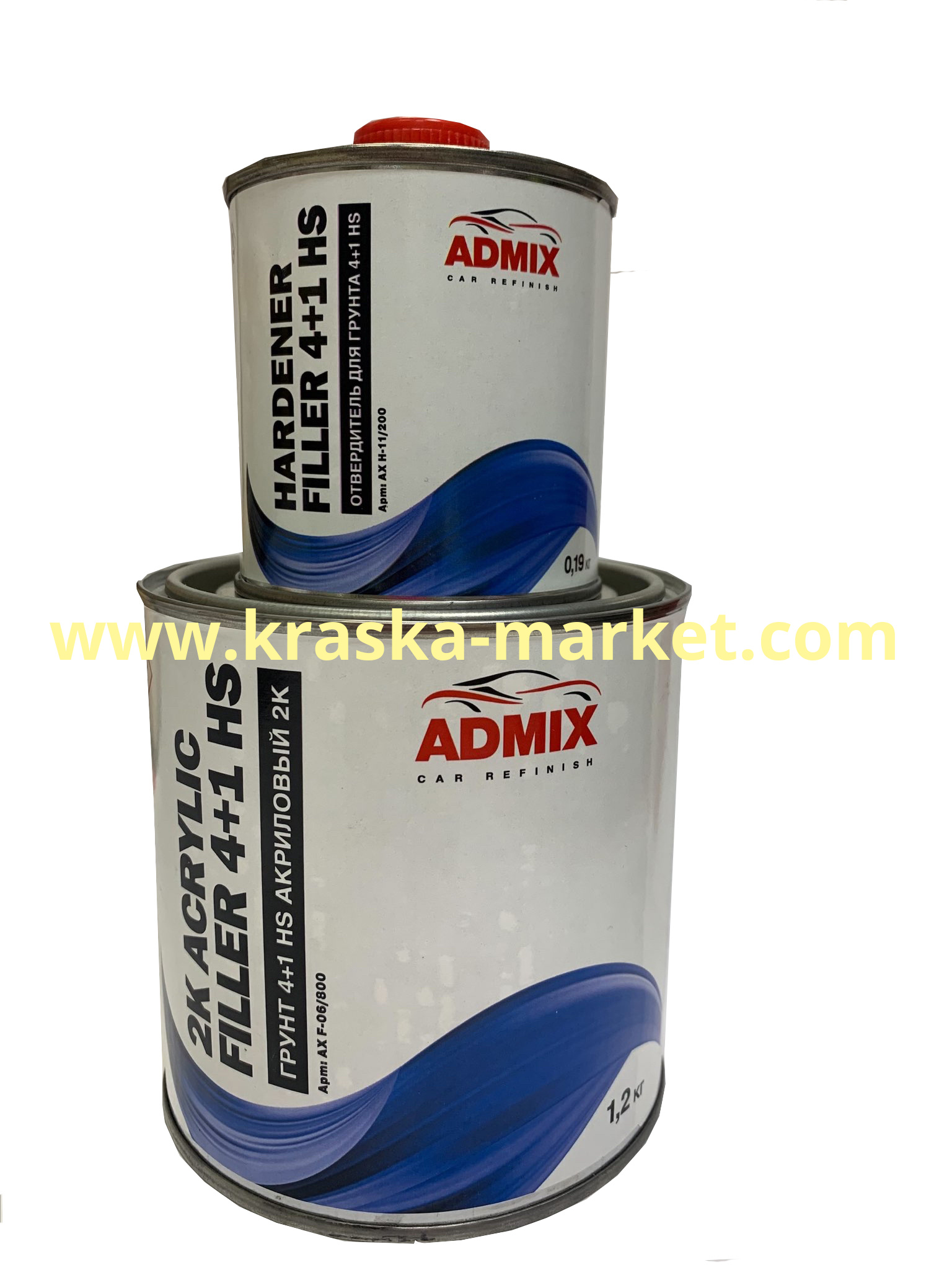 ADMIX Грунт акриловый 2K 4+1 HS серый 1,2 кг  +  Отвердитель для акрилового грунта 4+1 0,19кг