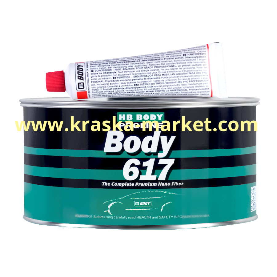 Шпатлевка со стекловолокном HB BODY PROLINE 617 FIBER. Упаковка: 0,5 кг. Торговая марка: BODY.