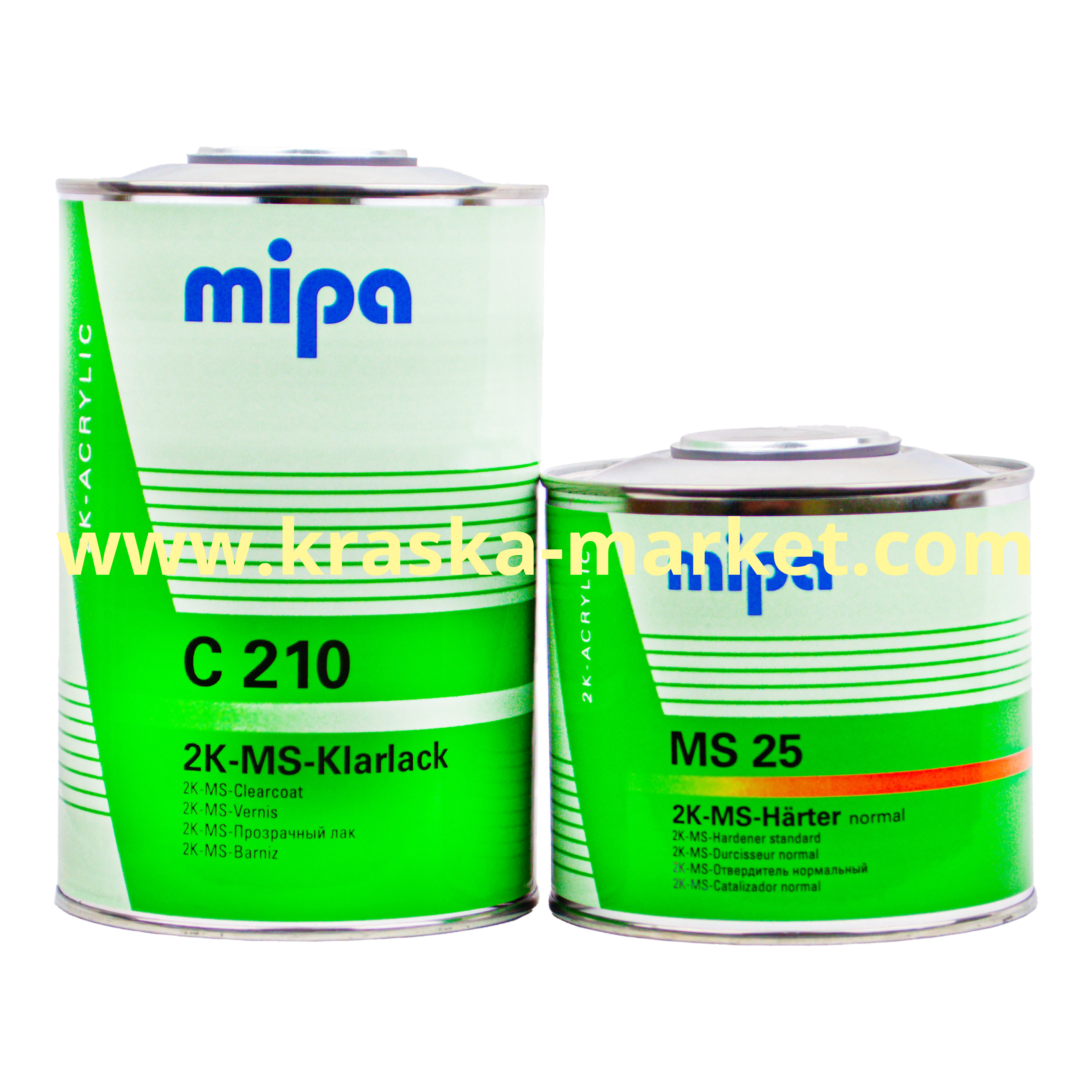 Лак акриловый MS. Объем(м3): 1,0л лак + 0,5 отвердитель. Артикул: 232720000. Производитель: Mipa.