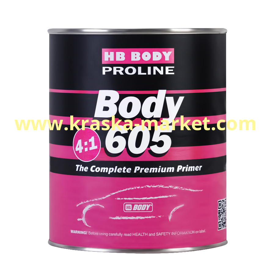 BODY Грунт HB  PROLINE 605 серый 4:1 2K 0,8 л +Отвердитель 0,2 HB BODY PROLINE 605  для грунта PROLINE 605 4:1 (0,2л)  Торговая марка: BODY