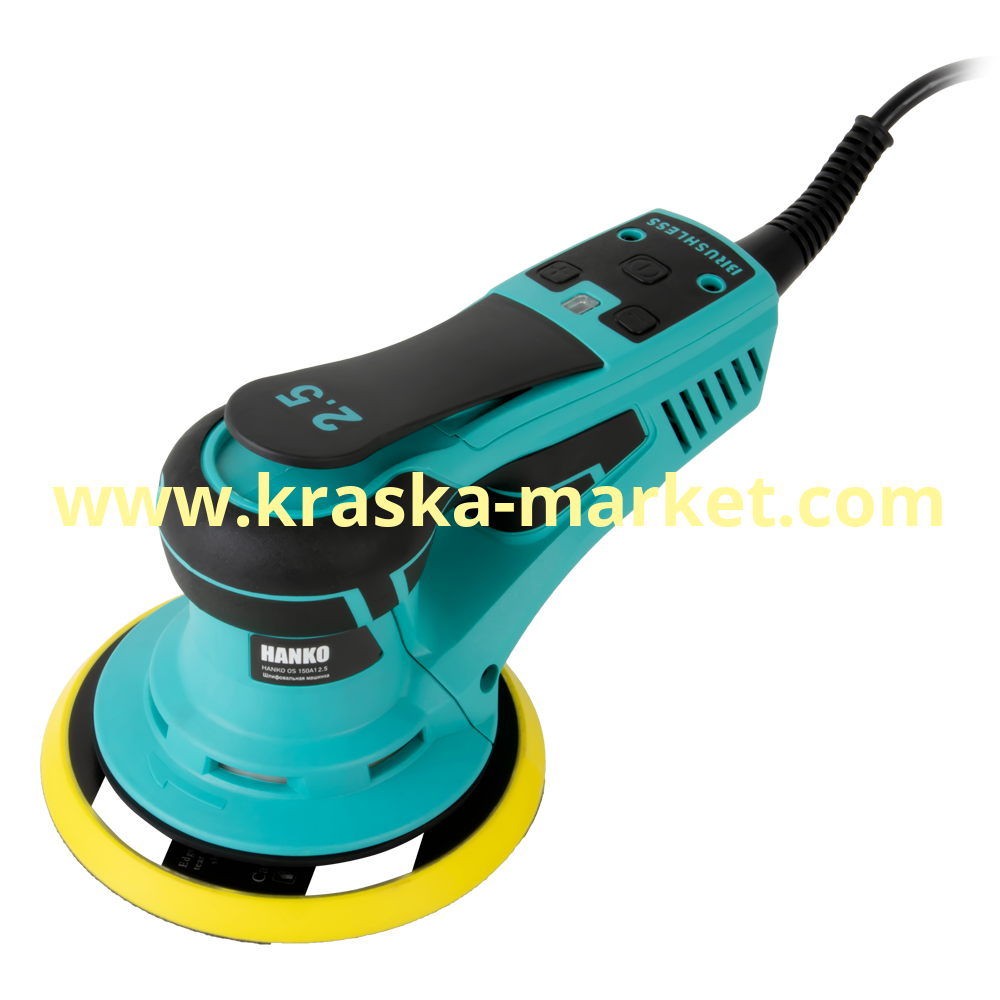 Электрическая бесщеточная шлифовальная машинка, 150 мм, орбита 2,5 мм, 48 отверстий, OS150A1_2.5. Торговая марка: HANKO.