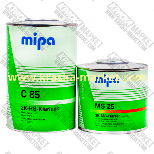 Лак акриловый C 85 2K-HS-Klarlack. Объем(м3): 1,0л лак + 0,5 отвердитель. Артикул: 232320085. Производитель: Mipa.