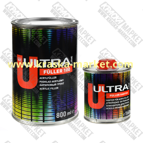 Грунт черный акриловый ULTRA FÜLLER 100. Объем(м3): 0,8л+0,16л. Торговая марка: Новол.