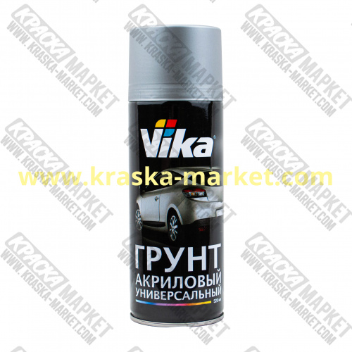 Грунт акриловый в аэрозольном баллоне, цвет: серый. Фасовка: 520мл. Торговая марка: Вика.