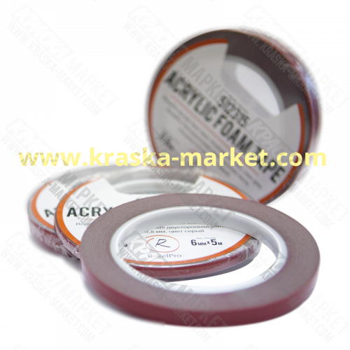 Двухсторонняя лента пеноакриловая. Толщина: 0,8мм. Цвет: серый. Размер: 16мм х 5м. Бренд: RoxelPro.