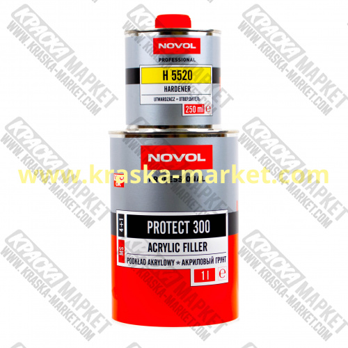 Грунт акриловый PROTECT 300. Цвет: красный. Вес(кг): 1,0л грунт + 0,25л отвердитель. Торговая марка: Новол.