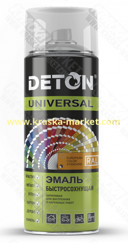 Краска акриловая атмосферостойкая в аэрозольном баллоне. Цвет: RAL 9003 сигнально белый, матовый. Объем(м3): 520 мл. Производитель: Deton.