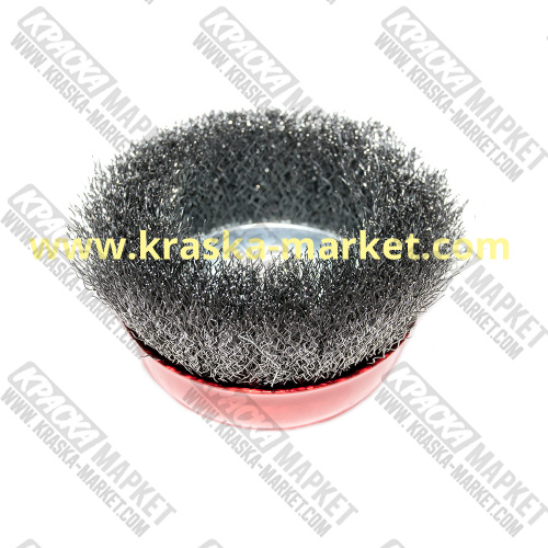 Щетка на УШМ чашеобразная металлическая с гофрированной проволокой. Диаметр: 75*М14.