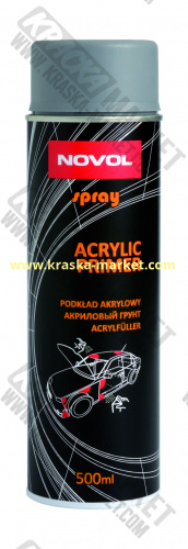 Грунт акриловый в аэрозольном баллоне. Цвет: серый. Вес(кг): 500 мл. Торговая марка: Novol.