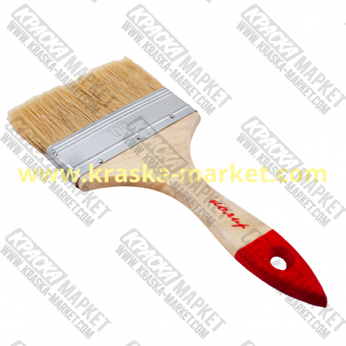 Кисть плоская стандарт 100мм, светлая натуральная щетина, деревянная ручка. Брэнд: MiraMix.