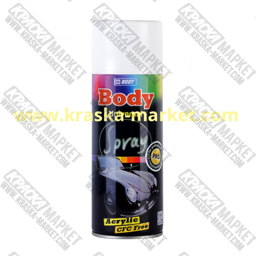Краска универсальная в аэрозольном баллоне. Цвет: белый матовый. Упаковка: 0,4 л. Торговая марка: BODY.