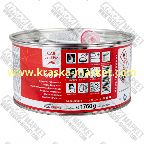 Шпатлевка мягкая  SOFT. Объем(м3): 1,8 кг. Артикул: 127972. Производитель: Vosschemie.