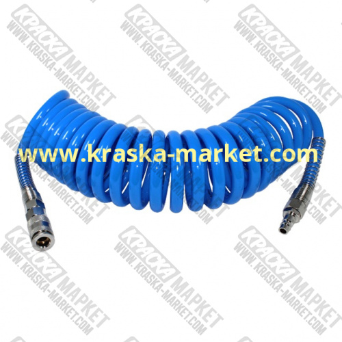 Шланг спиральный воздушный 8ммХ12ммХ 10м с быстросъемными соединениями. Брэнд: Русский Мастер.