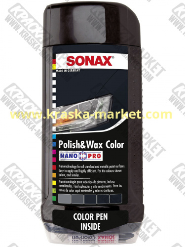 Цветной полироль с воском . Цвет: черный. Объем(м3): 0,5 л. Артикул: 296100. Производитель: SONAX.