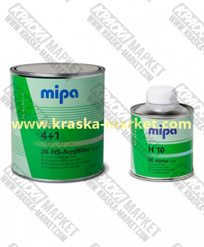 Грунт филлер акриловый наполнитель 4+1 2K-HS-Acrylfiller. Цвет: темно-серый. Объем(м3): 1,0л+0,25л. Артикул: 228510005. Производитель: Mipa.