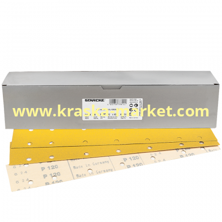Шлифовальная полоска STARCKE 514D/NK, 14отв. Размер: 70x400 мм. Зерно: P320. Производитель: STARCKE.