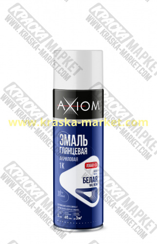 Краска универсальная в аэрозольном баллоне. Цвет: белая глянцевая. Объем(м3): 650 мл. Торговая марка: AXIOM.