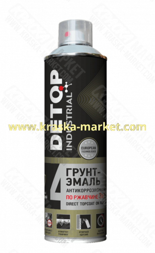 Грунт-эмаль по ржавчине 3 в 1 в аэрозольном баллоне.  Цвет: 7042 светло-серая. Объем(м3): 650 мл. Торговая марка: DETON.