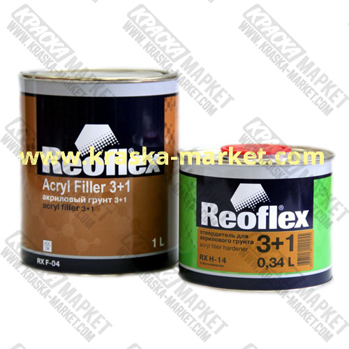Акриловый 2К грунт 3+1чёрный(1л + 0,34л) REOFLEX/6