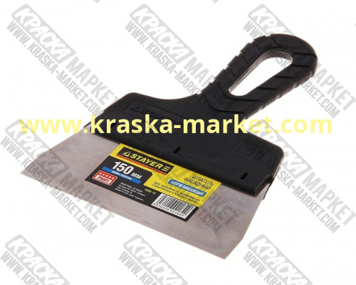 Шпатель нержавеющий, с пластмассовой ручкой. Размер: 150 мм. Артикул: 1008-150. Торговая марка: Stayer.