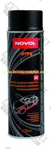 Зашитое покрытие антигравий в аэрозольном баллоне GRAVIT 600. Цвет: черный. Вес(кг): 500 мл. Торговая марка: Novol.