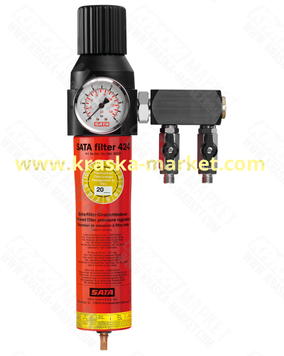 Одноступенчатый фильтр 424 с регулятором давления c отводом с 2-мя воздушными выходами G 1/4a. Артикул: 92221. Производитель: Sata.