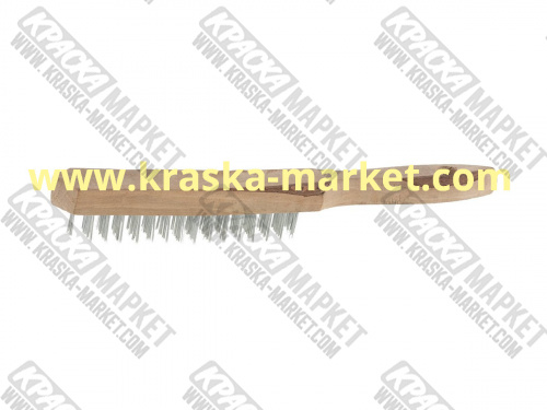 Щетка проволочная с деревянной рукояткой стальная 3 рядная. Артикул: 3503-3. Торговая марка: Stayer.