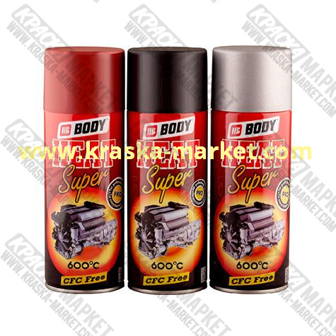 Краска термостойкая в аэрозольном баллоне Т-418. Цвет: серебристый.  Упаковка: 0,4 л. Торговая марка: BODY.