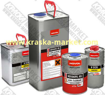 Лак акриловый novakryl MS. Вес(кг): 1,0л лак + 0,5 отвердитель. Торговая марка: Новол.