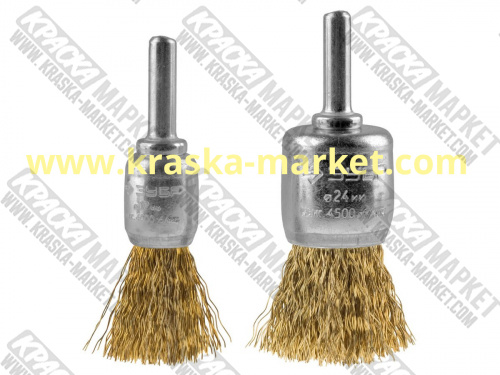 Набор кистевых щеток для дрели, латунированная стальная проволока. Артикул: 3532-Н2. Упаковка: 2 шт. Торговая марка: Stayer.