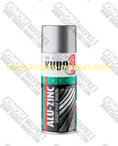 Краска универсальная защитная в аэрозольном баллоне. Цвет: № 1090 алюминиево-цинковая. Торговая марка: KUDO.