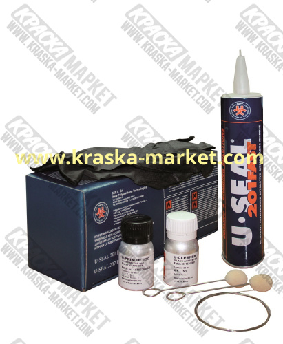 Набор для вклейки стекол. Клей U-Seal 201 Fast - 300 мл, грунт U-Primer в тюбике 10 мл., салфетка с пропиткой, струна четырехгранная, перчатки нитриловые – 1 пара.. Бренд: U-SEAL.