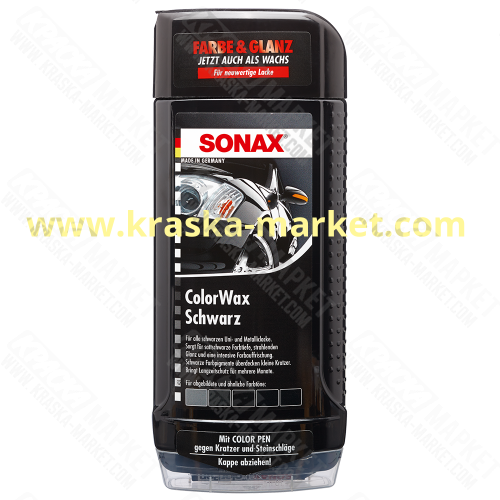 Цветной воск "Черный блеск" Цвет: черный. Объем(м3): 0,5 л. Артикул: 298200. Производитель: SONAX.