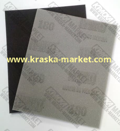 Губка абразивная на полиуретановой основе односторонняя Hanko Sponge. Размер: 140 х 115 х 5 мм. Зерно: Р 220 Ultra Fine.